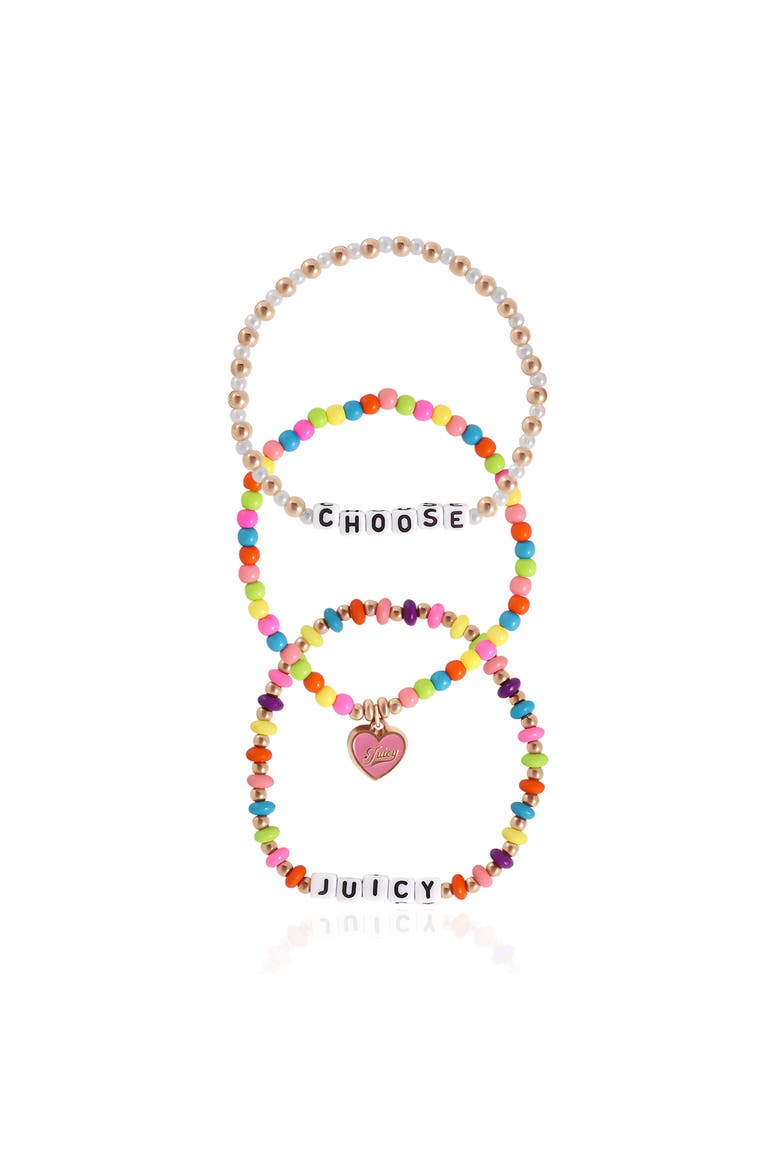 Beaded Stretch Bracelet Set, Alternate, color, pink, white , gold, rainbow
