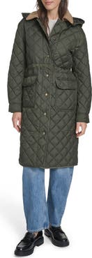 Levi's Diamond Quilted Hooded Long Coat