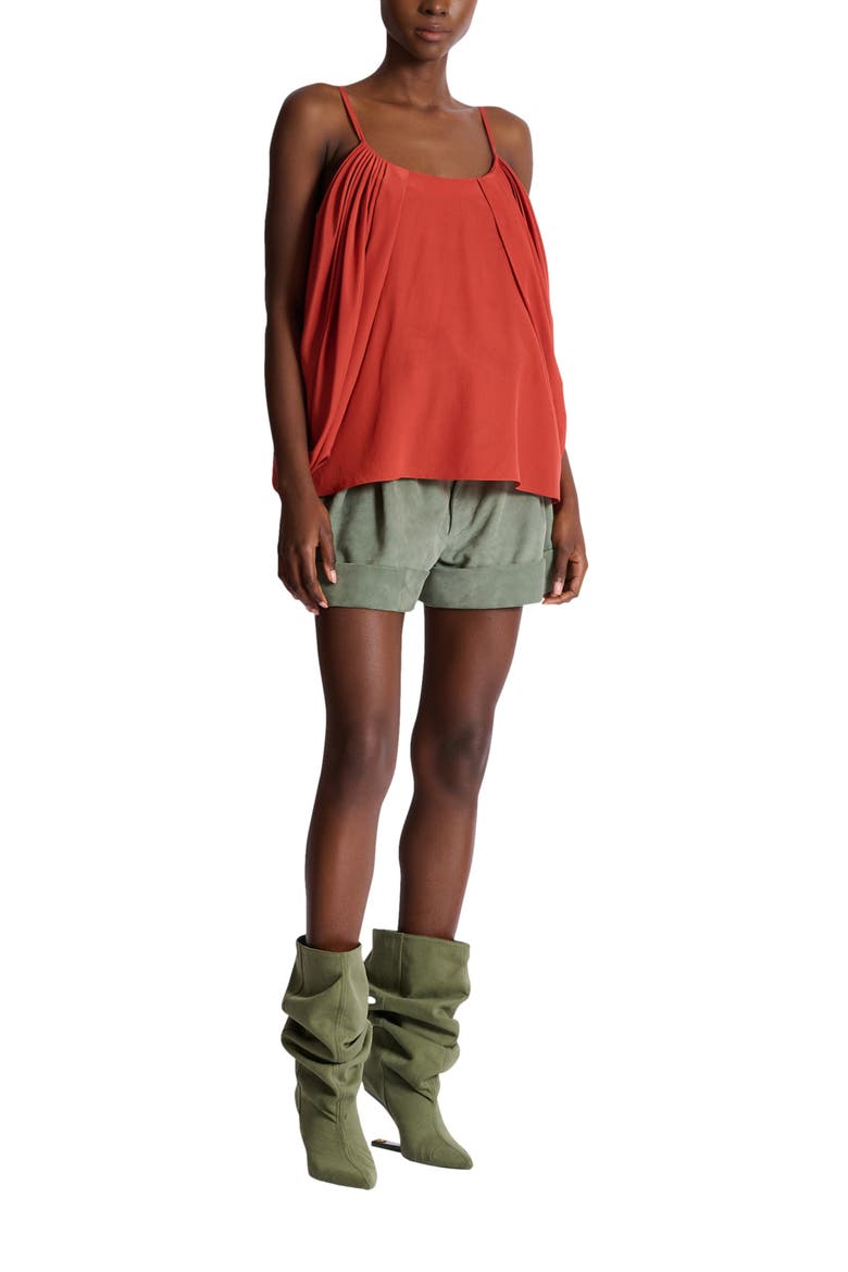 Draped silk crepe top, Main, color, red