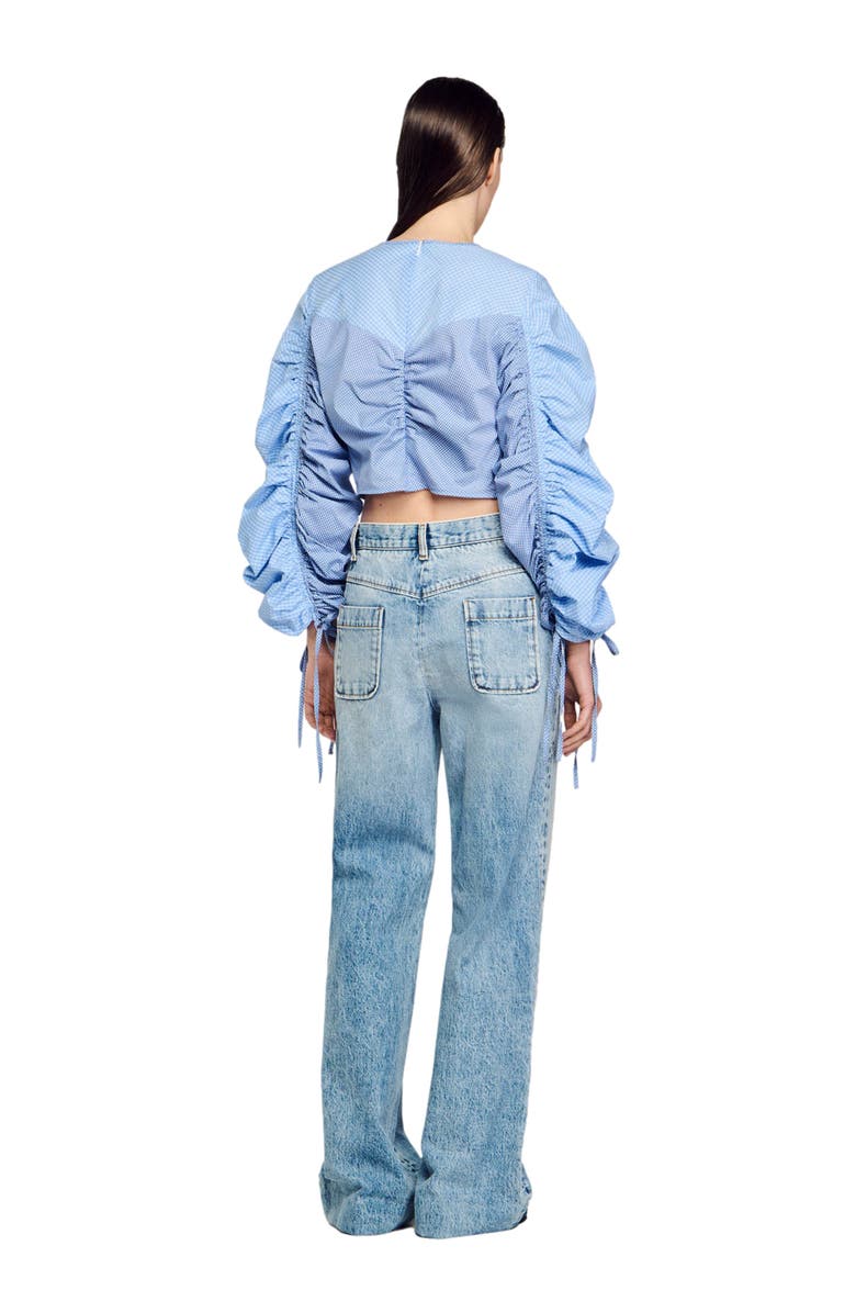 SANDRO Patterned top with drawstrings, Alternate, color, 