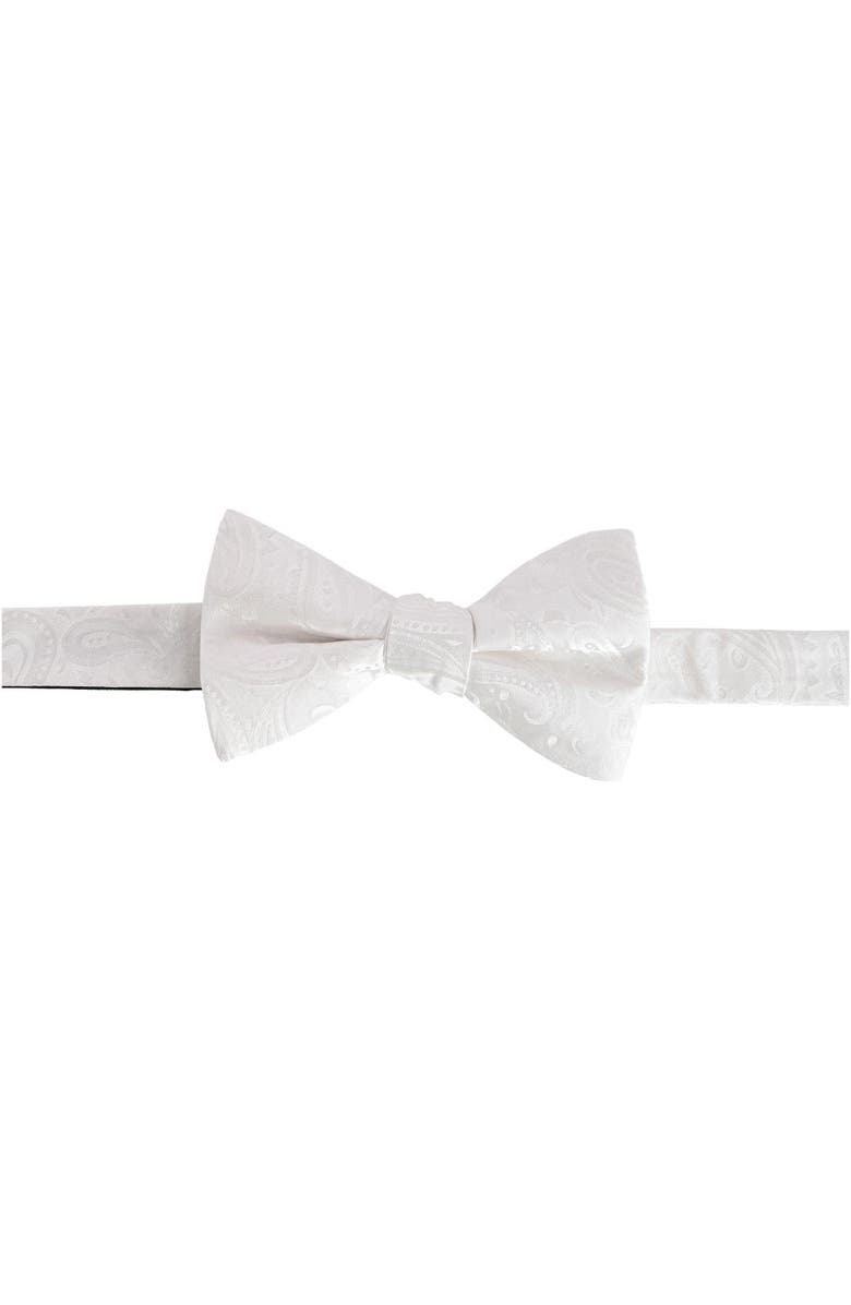 Trafalgar Banbury Tone on Tone Paisley Silk Bow Tie, Main, color, White