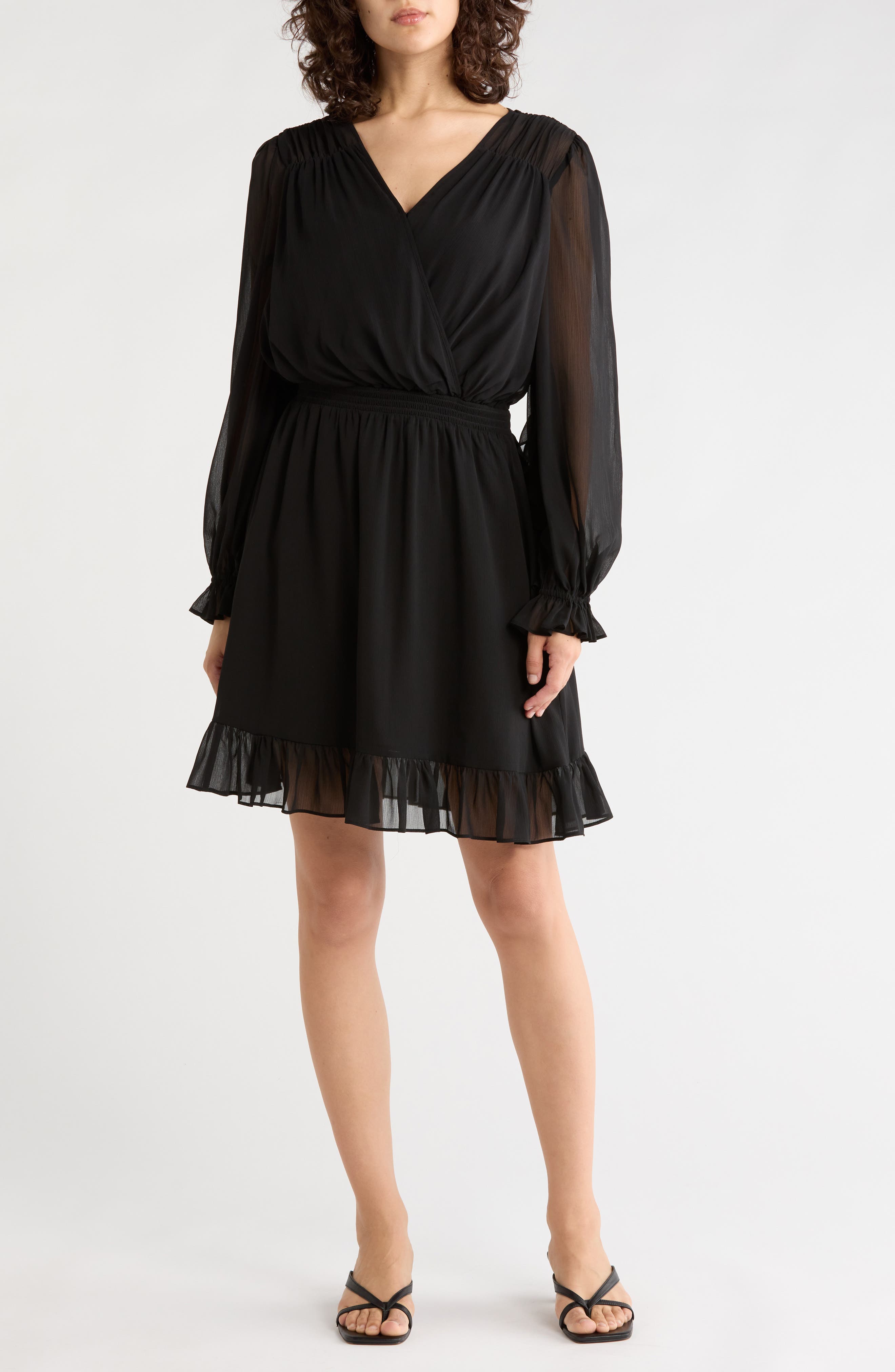 Bow Frill Long Sleeve Dress