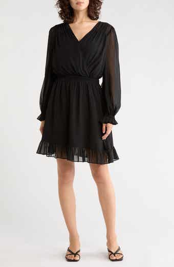 Bow Frill Long Sleeve Dress