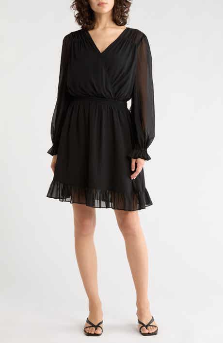 Bow Frill Long Sleeve Dress