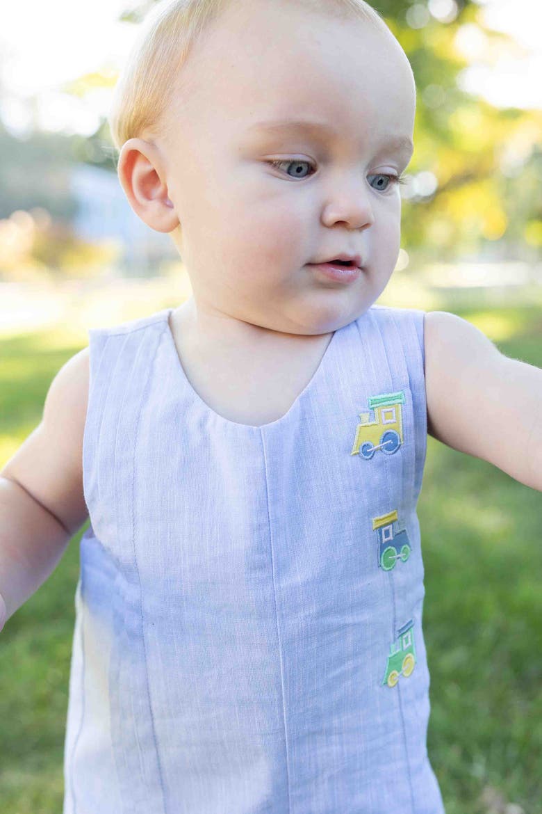 Linen-Look Shortall With Trains, Alternate, color, Lt Blue