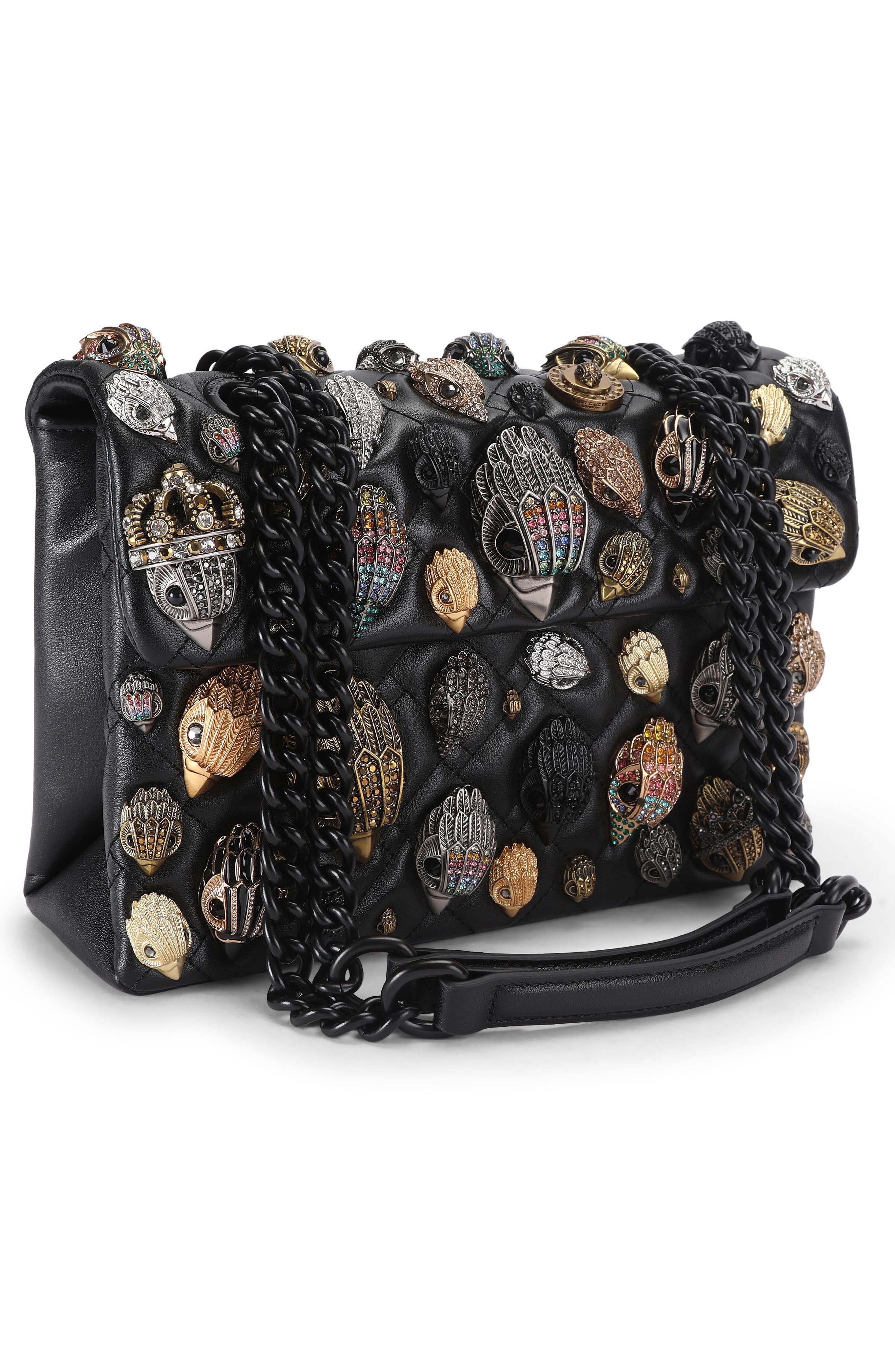 Kensington Eagles Convertible Quilted Leather Crossbody Bag, Alternate, color, BLACK