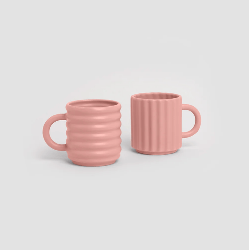 Form & Seek Ripple Mugs In Pink