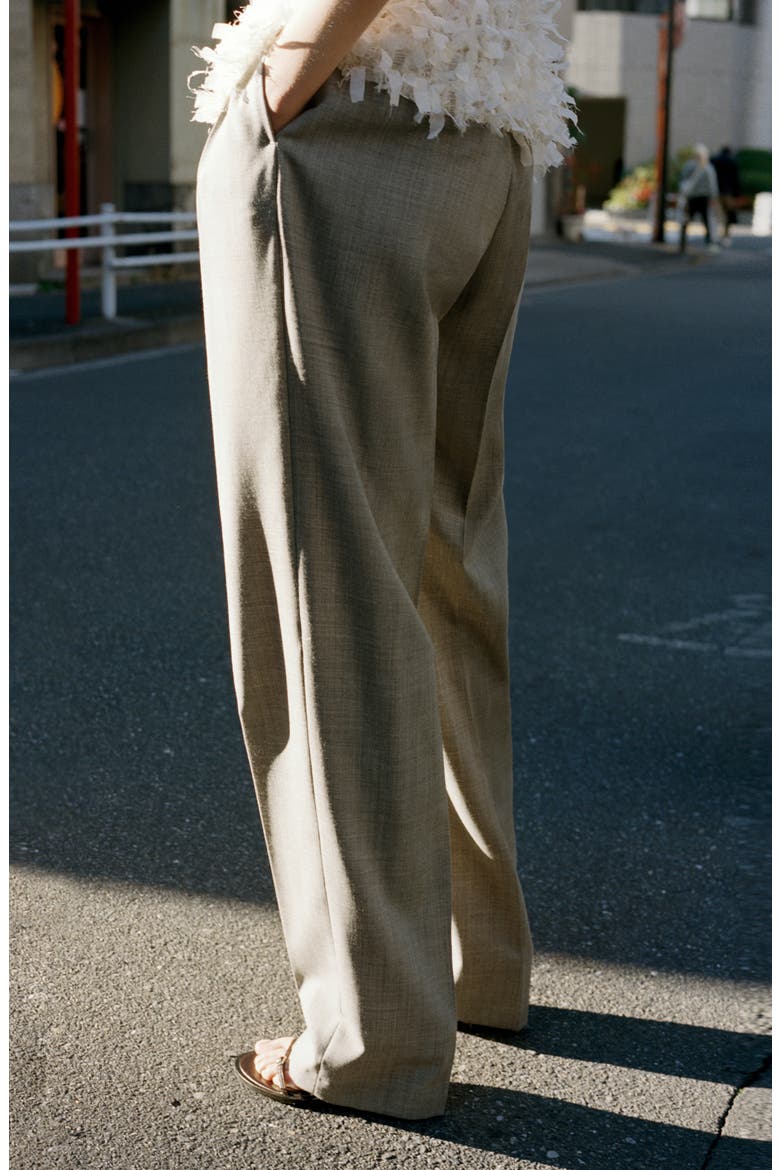 Pleated Wool Wide Leg Pants, Alternate, color, GREY