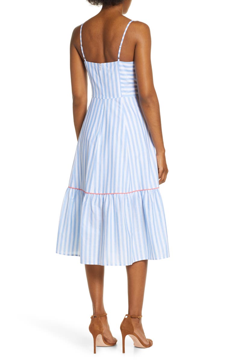 Eliza J Stripe Piped Cotton Sundress, Alternate, color, 