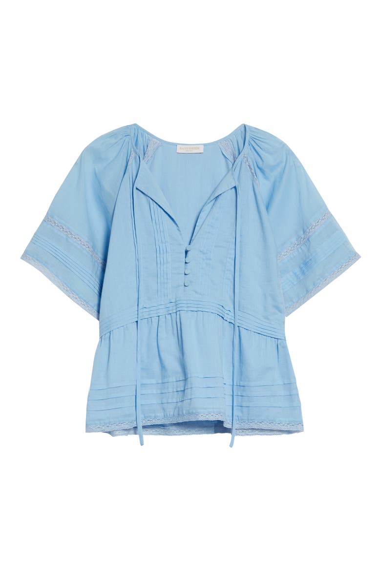 Sherry Pintuck & Lace Detail Cotton Top, Alternate, color, BAZAAR BLUE