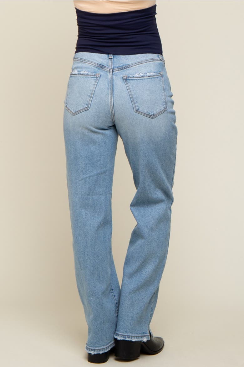Straight Leg Distressed Hem Maternity Jeans, Alternate, color, Light Blue