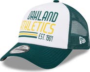 New Era Men's New Era White/Green Oakland Athletics Stacked A-Frame Trucker 9FORTY Adjustable Hat