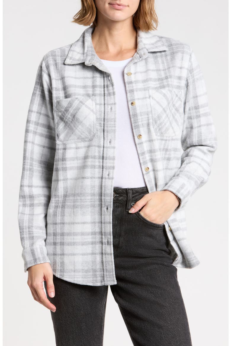 Plaid Jacquard Knit Shacket, Main, color, LEAD GREY