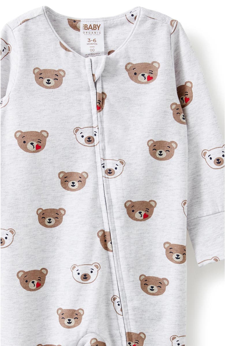 Cotton On Kids The Billie Long Sleeve Zip Romper, Alternate, color, Snow Marle Bear Kisses