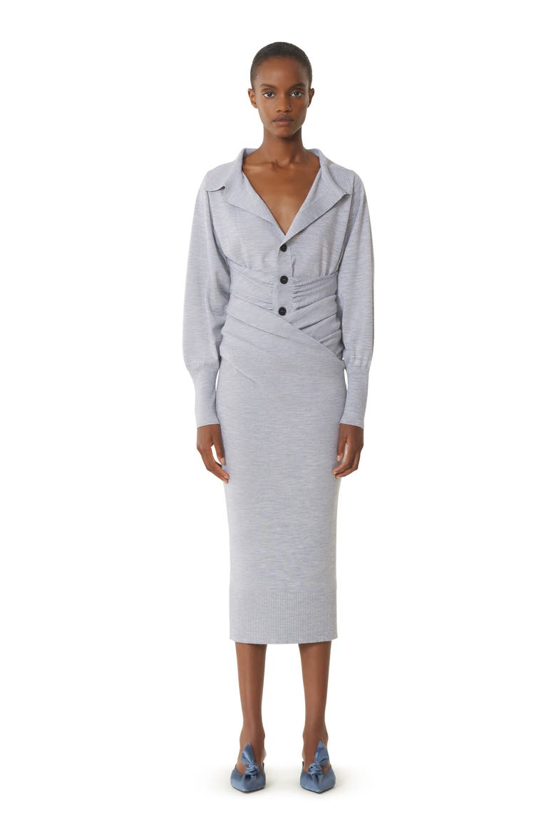 Draped Wool Cardigan, Main, color, Light Grey