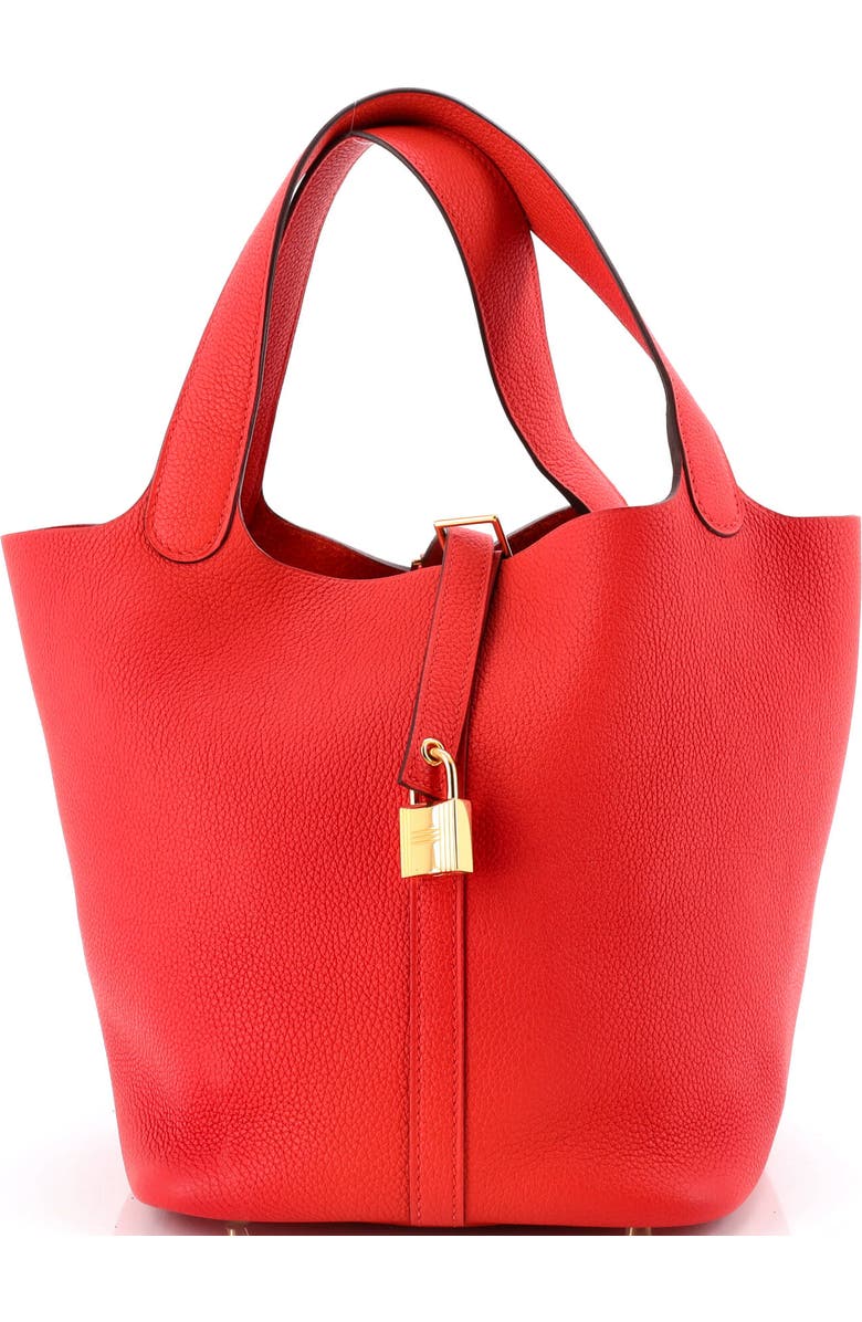 Pre-Owned Hermes Picotin Lock Bag Clemence MM, Main, color, Rouge Tomate
