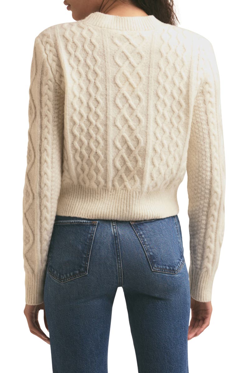 Favorite Daughter Wool & Cashmere Blend Cable Crewneck Sweater, Alternate, color, White Froth