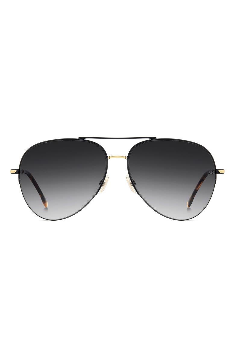 Victoria Beckham Pilot 62mm Aviator Sunglasses, Main, color, Black Gold/ Dark Grey Sf