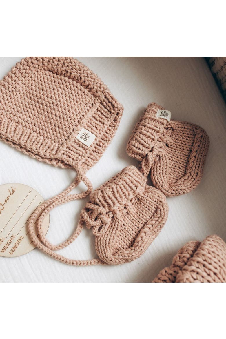 Bonnet & Booties Boho Set, Alternate, color, Blush