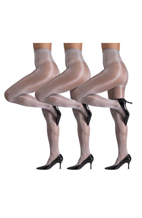 3 Pairs of Glossy Semi-Opaque Tights