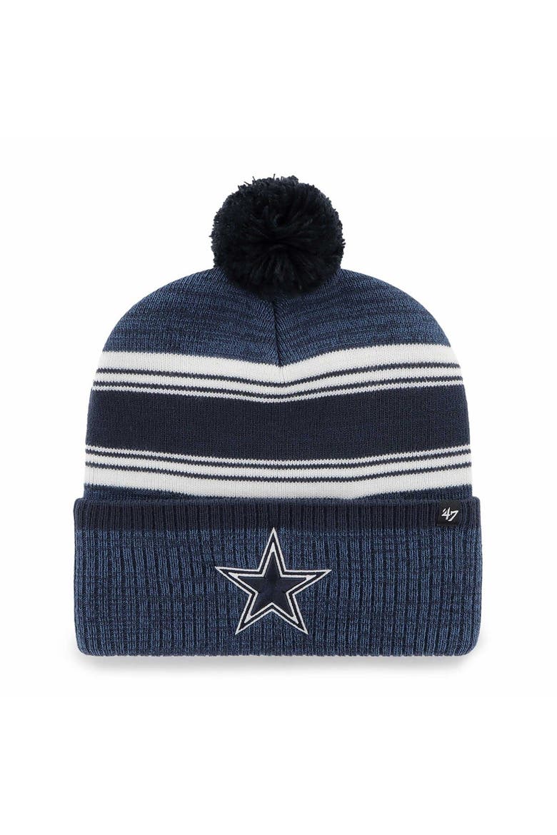 Men's '47 Navy Dallas Cowboys Fadeout Cuffed Knit Hat with Pom, Main, color, Navy