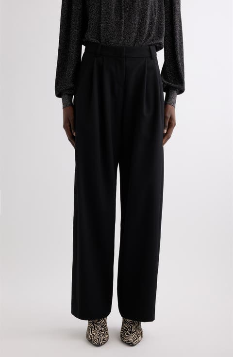 Lyda Pleated Wide Leg Wool Pants