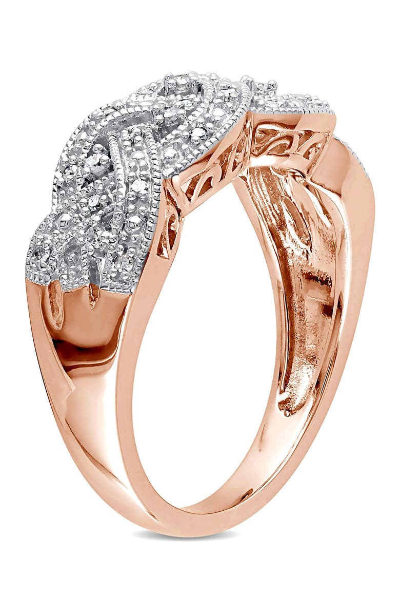DELMAR Two-Tone Pavé Diamond Braid Ring, Alternate, color, Rose