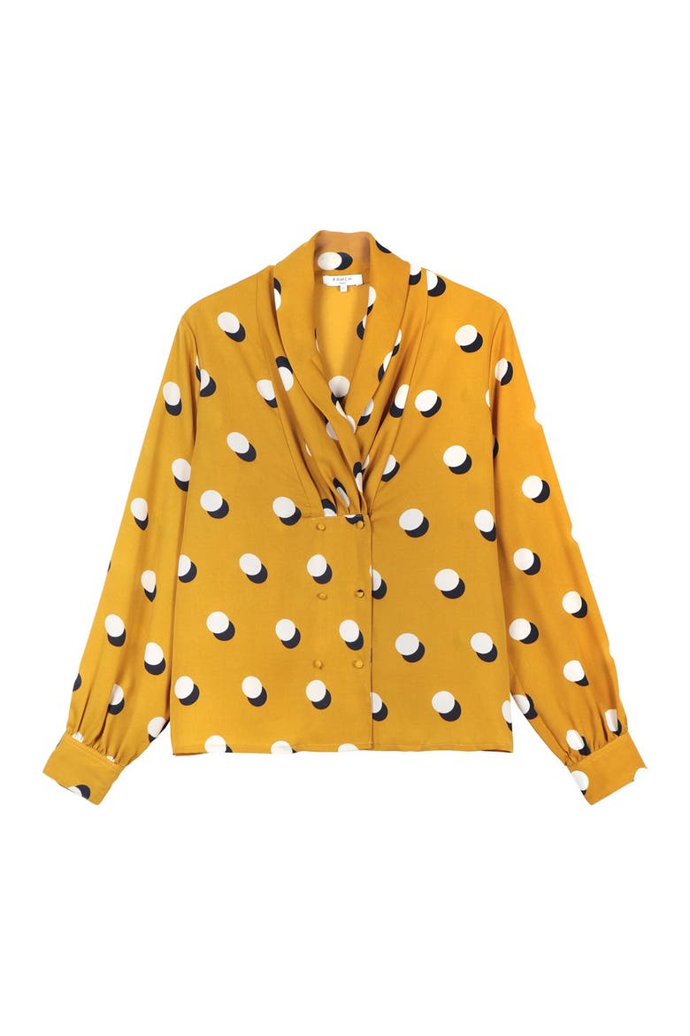 Patterned Shawl Collar Blouse, Alternate, color, YELLOW