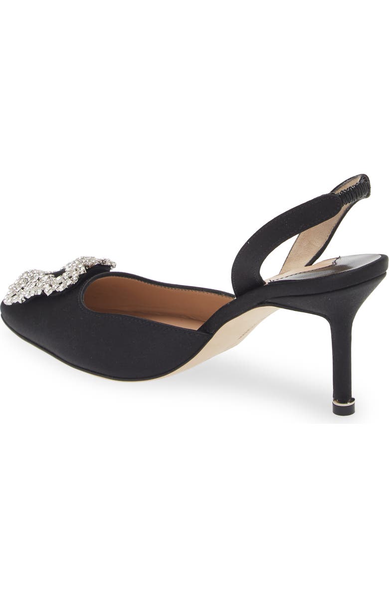 Manolo Blahnik Hangisi Crystal Buckle Slingback Pump, Alternate, color, Black
