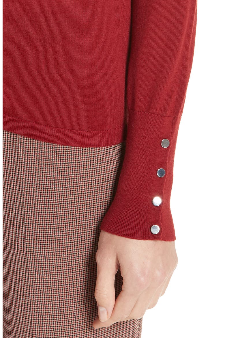 Frankie Cuff Detail Wool Sweater (Nordstrom Exclusive), Alternate, color, DARK RED