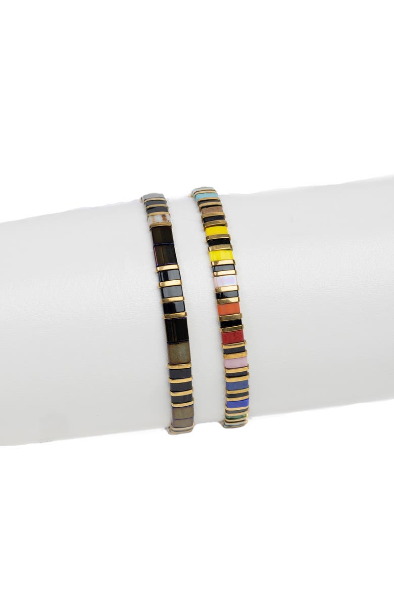 SAACHI 2-Pack Stretch Beaded Bracelets, Alternate, color, Pink