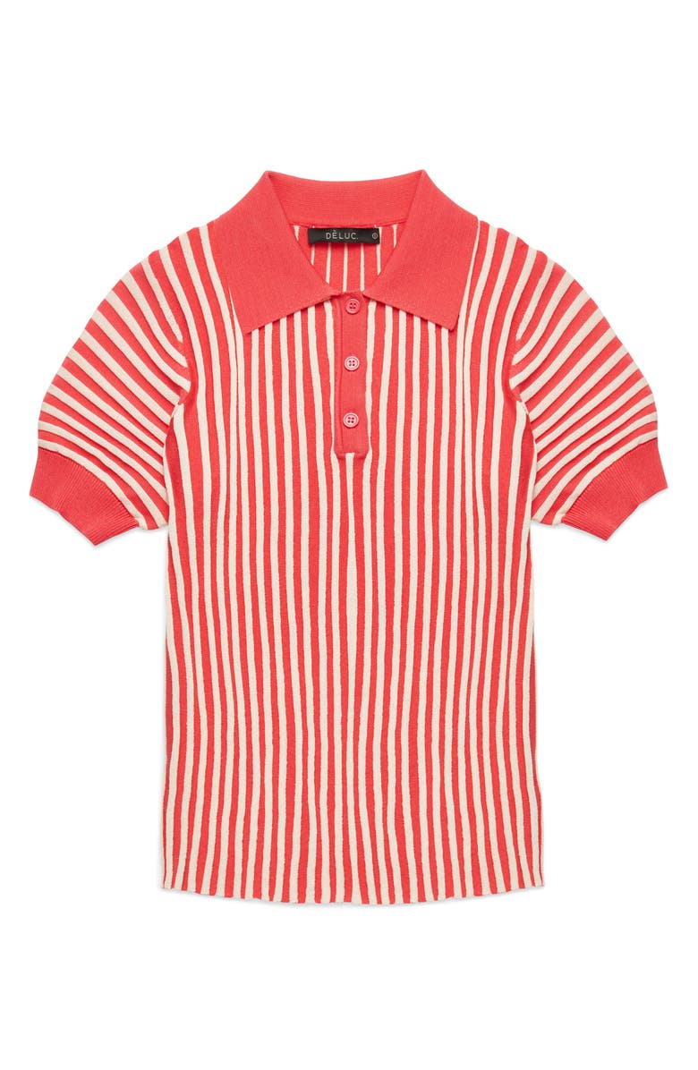 DELUC Amarenta Stripe Polo Sweater, Alternate, color, Red And Beige