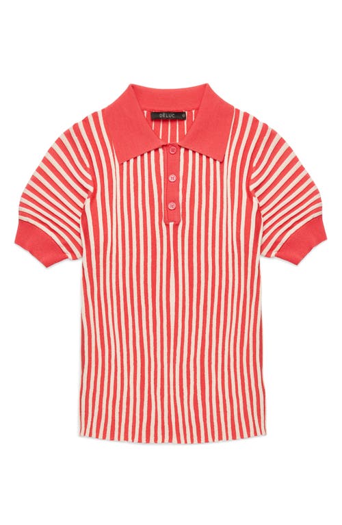 DELUC DELUC AMARENTA STRIPE POLO SWEATER 