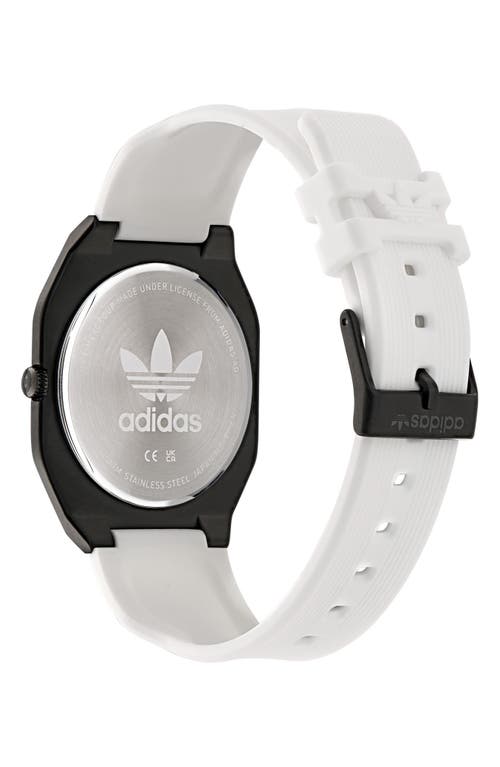 Adidas Originals Adidas City Tech Black Thin Silicone Strap Watch, 39mm In White