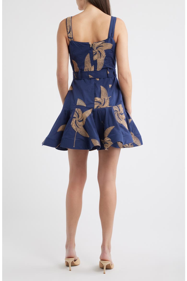 Alivia Belted Fit & Flare Minidress, Alternate, color, NAVY/ CREAM
