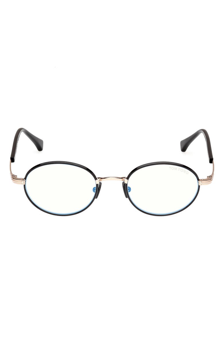 TOM FORD 49mm Round Blue Light Blocking Optical Glasses, Main, color, 