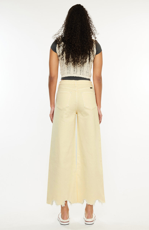 Kancan Savie Cropped Wide Leg Jeans In Neutral