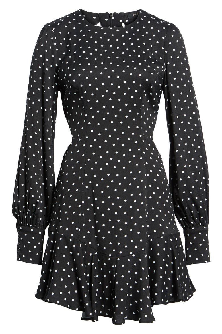 Savanna Lattice Back Fit & Flare Dress, Alternate, color, NOIR POLKA DOT