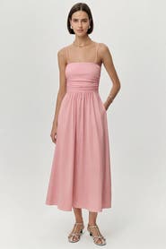 Exquise Violet Spaghetti Strap Elastic Waist Midi Dress