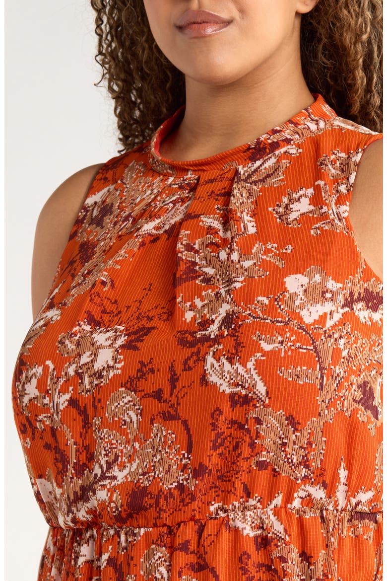 Sleeveless Mock Neck Maxi Dress, Alternate, color, RUST MULTI