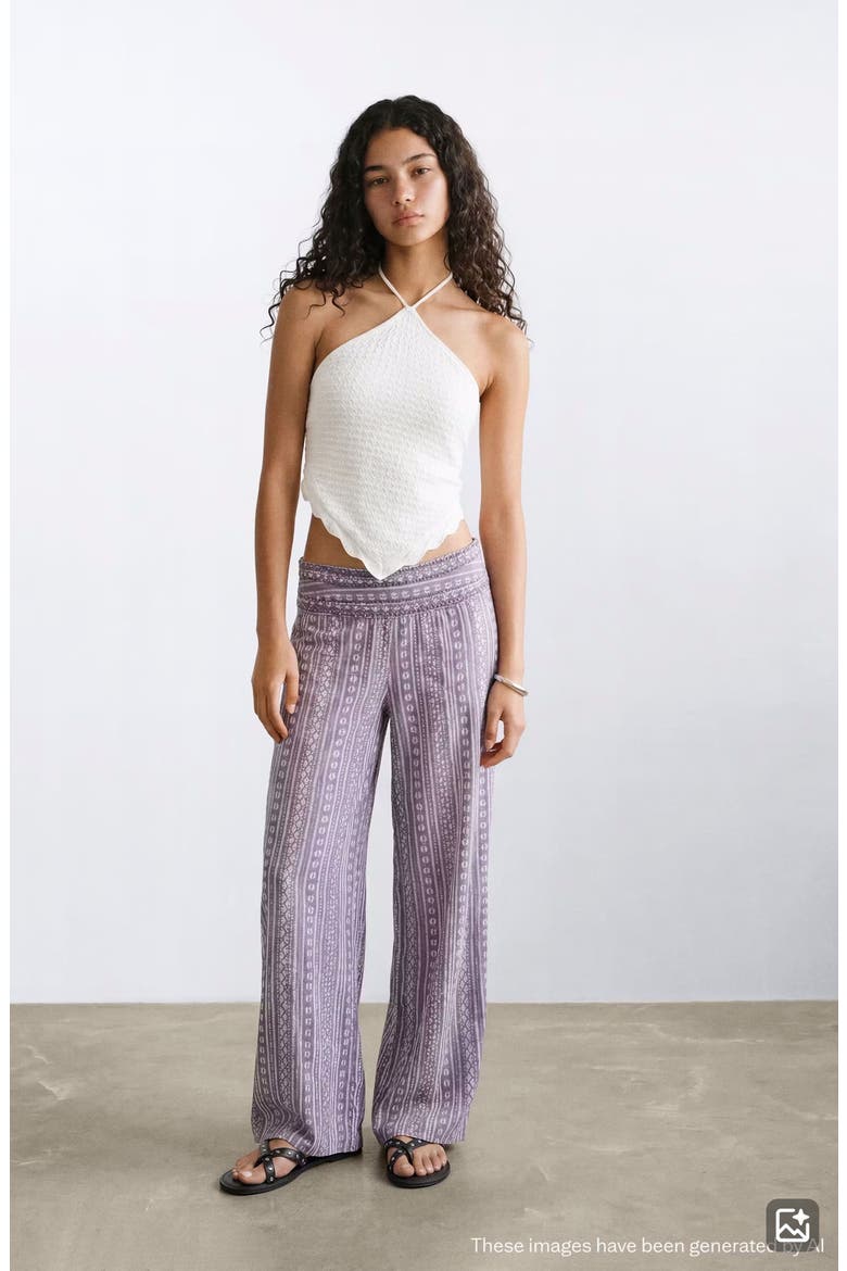 Print Wide Leg Pants, Alternate, color, LIGHT/ PASTEL PURPLE