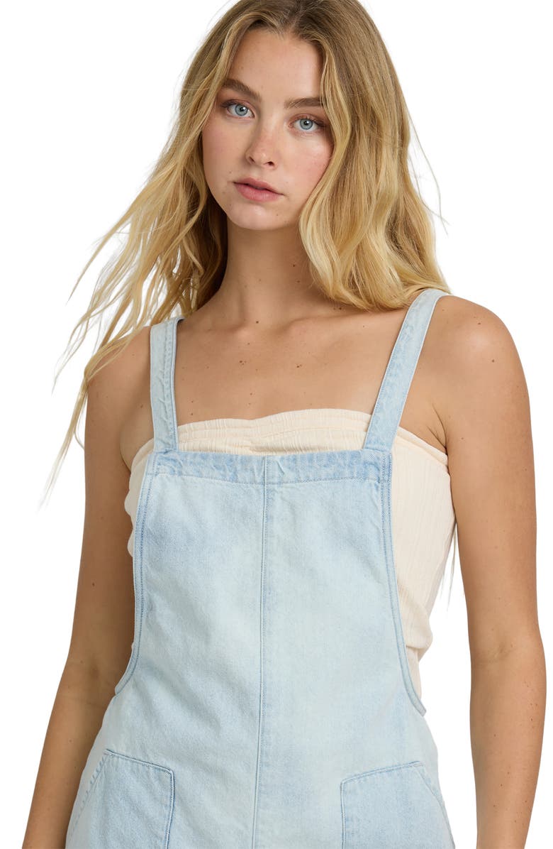 Billabong Beach Crush Denim Shortalls, Alternate, color, Blue Mist