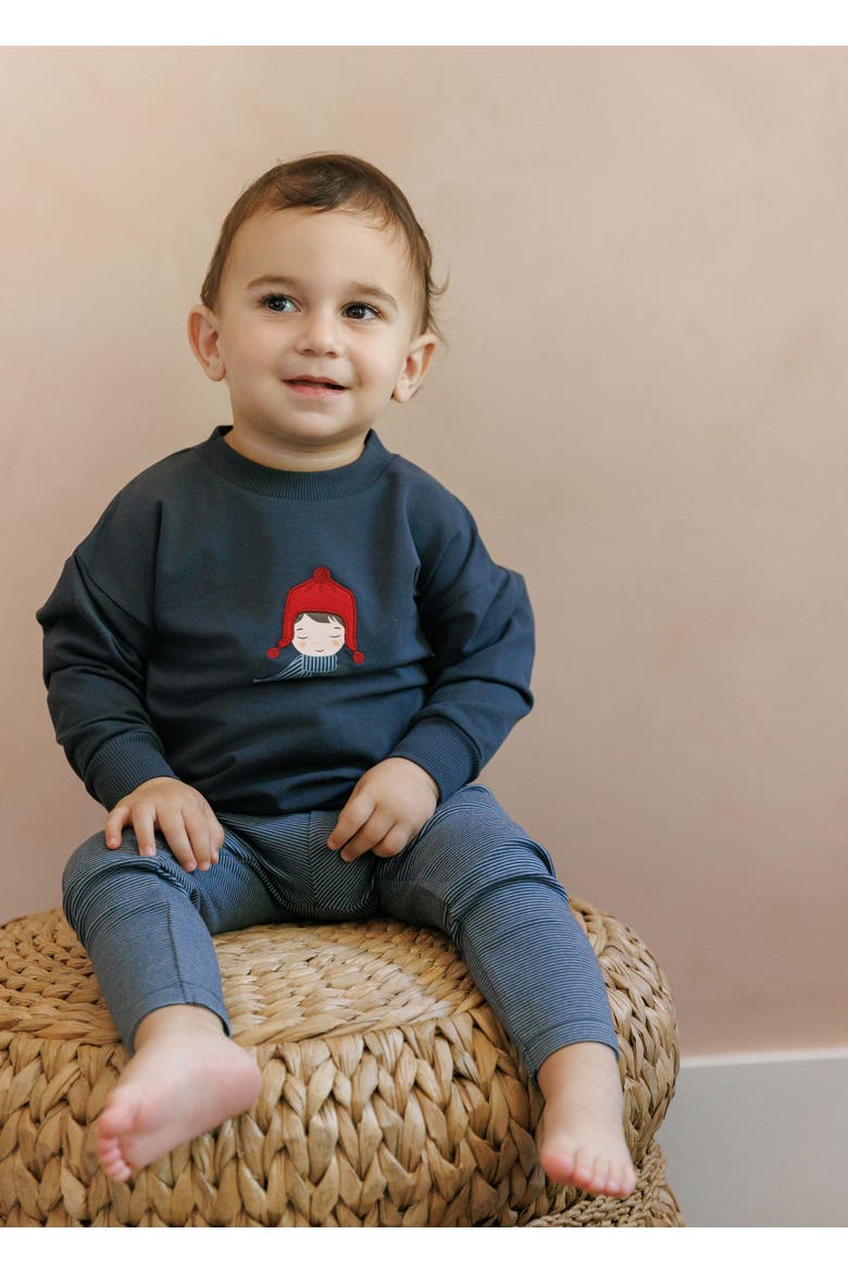 French Terry Autumn Kids Collection - Sweatshirt and Leggings, Alternate, color, Navy