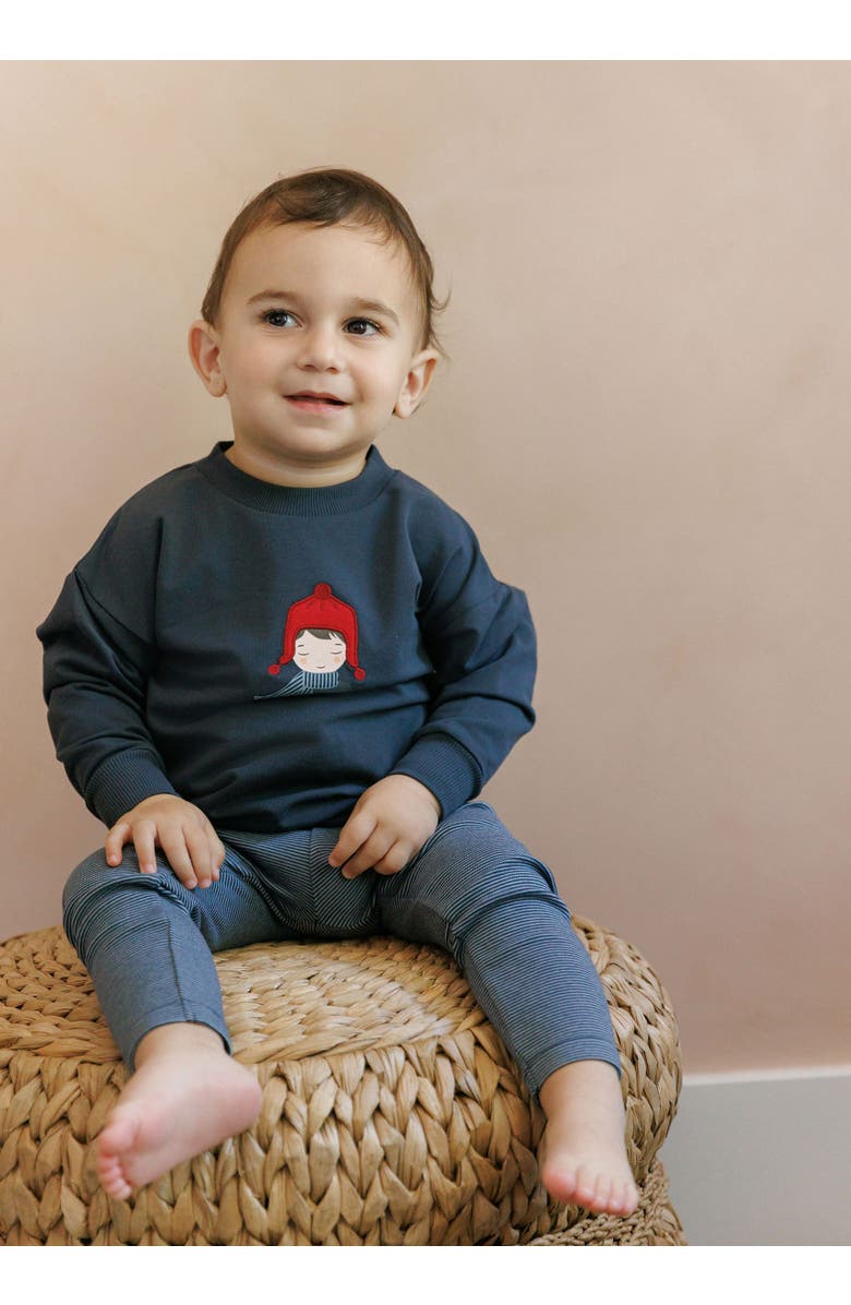 Ely's & Co. French Terry Autumn Kids Collection - Sweatshirt and Leggings, Alternate, color, Navy