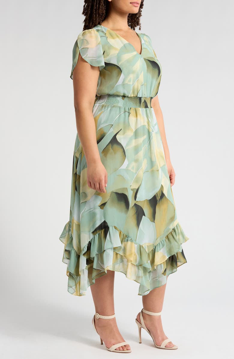 Anne Klein Abstract Print Handkerchief Hem Chiffon Dress, Alternate, color, 