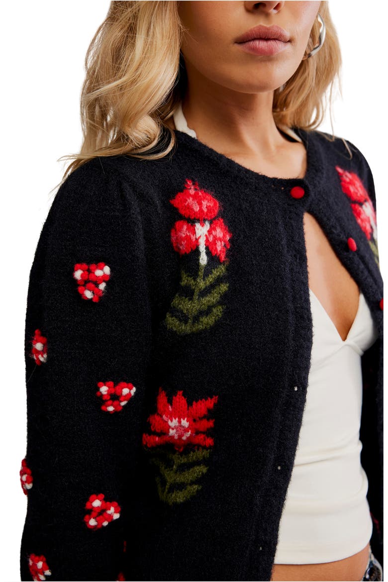 Nonna Floral Jacquard Cotton Cardigan, Alternate, color, MIDNIGHT BLOOM COMBO