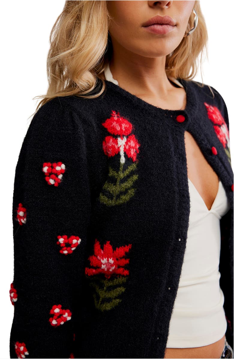 Free People Nonna Floral Jacquard Cotton Cardigan, Alternate, color, Midnight Bloom Combo