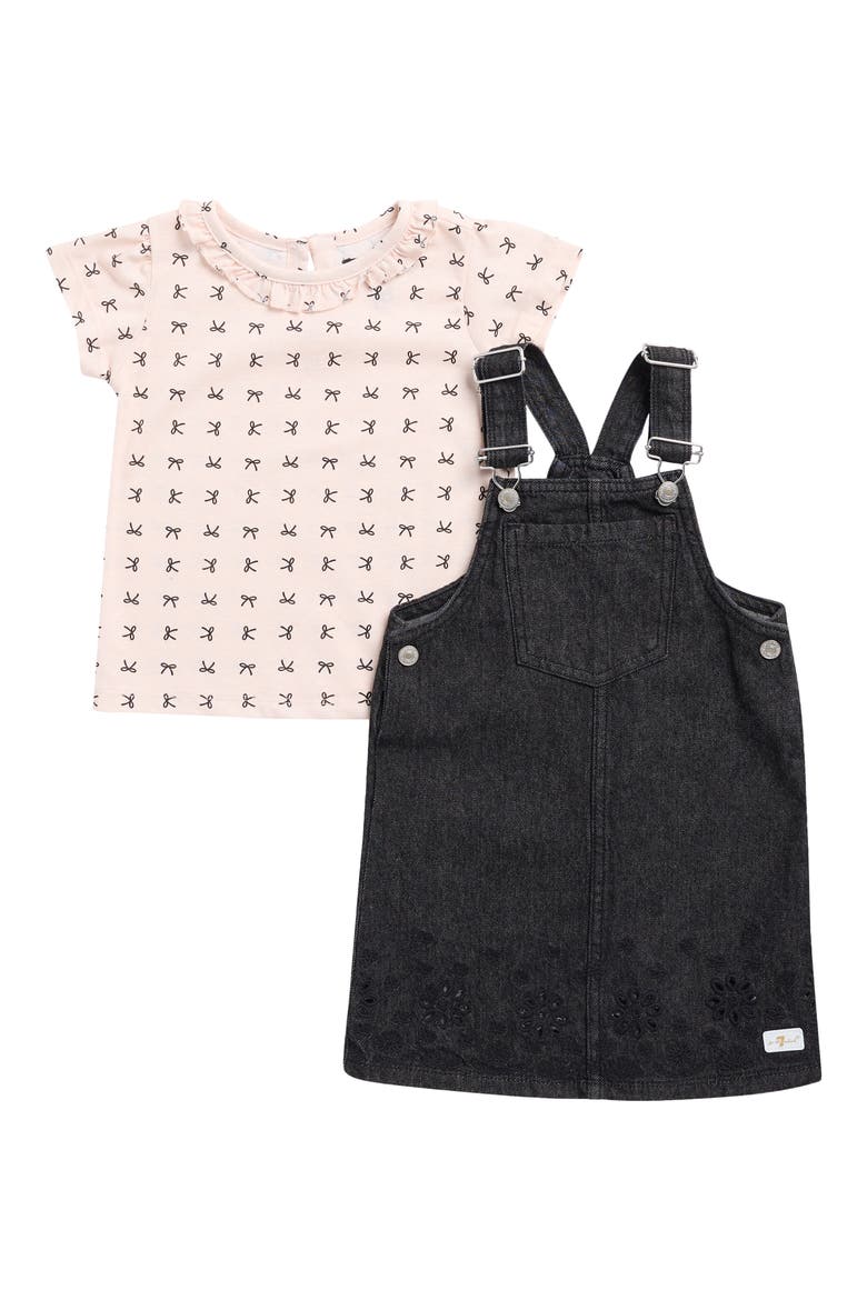 Kids' 2-Piece Top & Denim Jumper Set, Main, color, LIGHT PINK