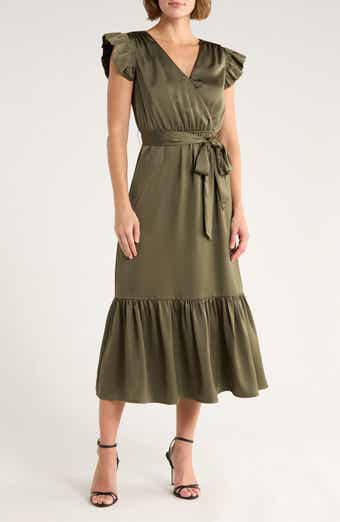 Sam Edelman Cap Sleeve Faux Wrap Maxi Dress