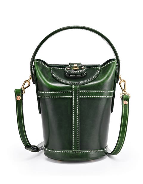 Begonia Genuine Leather Vintage Bucket Crossbody